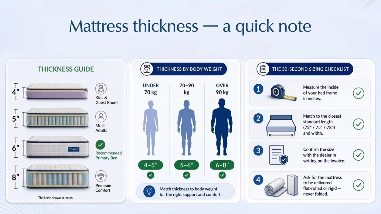 Comparison of mattress quality indicators