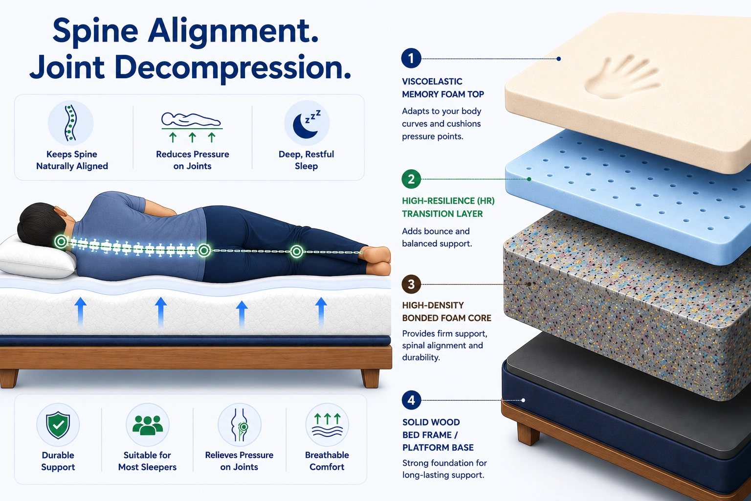 Supportive bonded foam mattress core