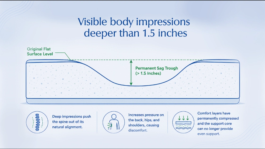 Mattress with visible body impressions